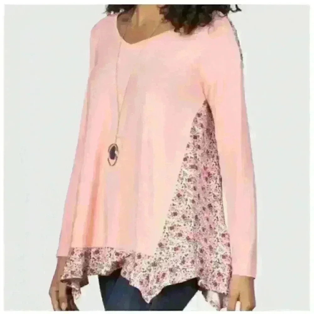 Matilda Jane Sing it out long sleeve swing top peach floral Sz‎ S